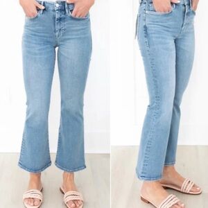 Frame Denim Stretch Cotton Le One Crop Mini Boot Casper Blue Jeans Size 26